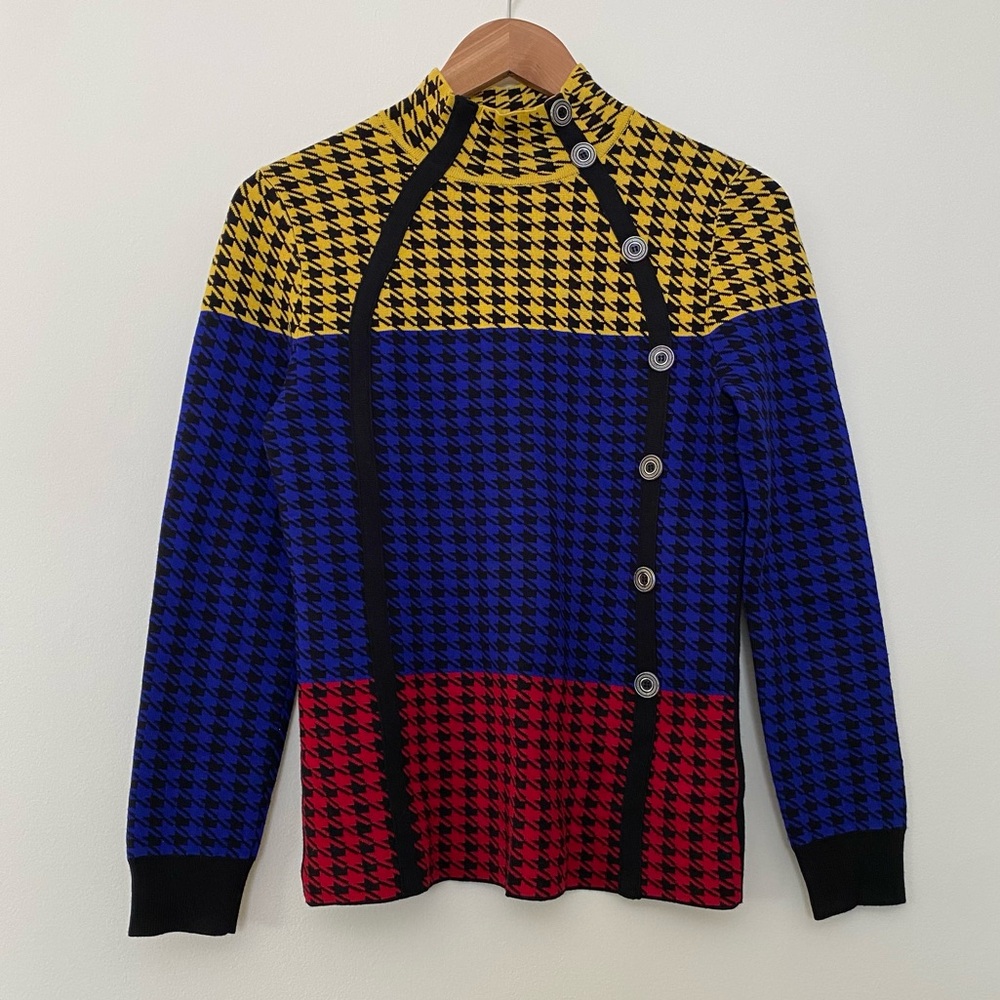 Houndstooth Color Block Sweater